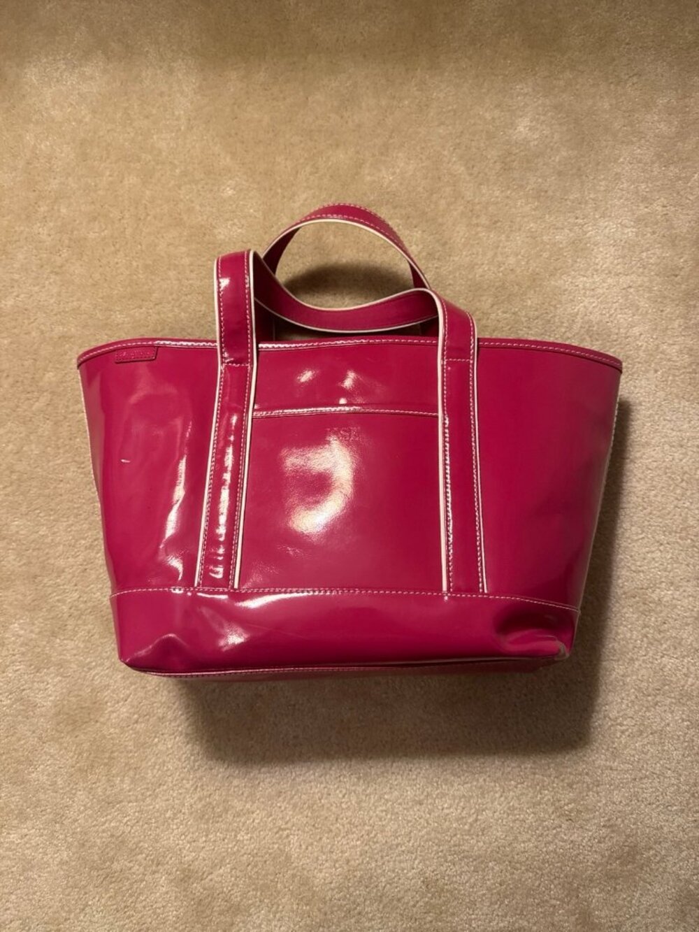 Lands End Tote Bag Large Patent Leather Carryall Shopper